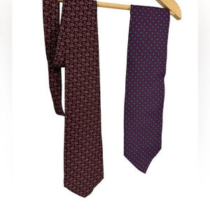 2 vintage Giorgio Armani silk ties Cravatte.  Maroon paisley and floral